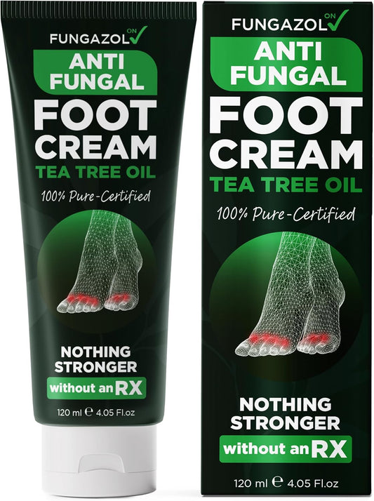 Foot Cream with Tea Tree Oil | Antifungal Cream to Soothes Cracked Heels, Dry Skin & Itchy Feet | Helps with Athlete’s Foot, Nail Fungus & Jock Itch | Relieves Itching & Burning | 4.05 fl oz-BrightBean Baby