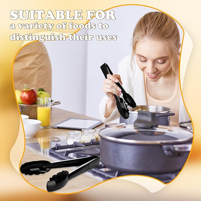 30 Pack 9 Inch Black Plastic Serving Tongs Durable Disposable Scalloped Buffet Food Tongs for Buffet Salad BBQ Catering Parties and Events