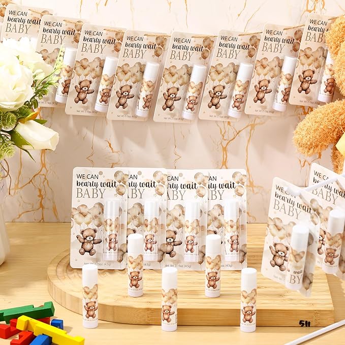 30 Pack Bear Baby Shower Party Gifts Favors Gifts Bulk Lip Balms for Guests Woman Man Entertainment Neutral Gender Reveal Favors Baby Shower Prizes Souvenirs Baby Gift Bags Stuffers-BrightBean Baby