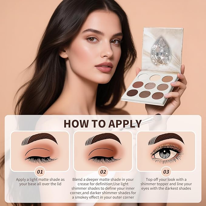 docolor Neutral Eyeshadow Palette 9 Colors Nude Brown Eyeshadow Palette Eye Shadow Palette Makeup Palettes with Velvety and Silky Finishes Highly Pigmented Mattes Shimmers Glitter Eye Makeup Palettes-BrightBean Baby