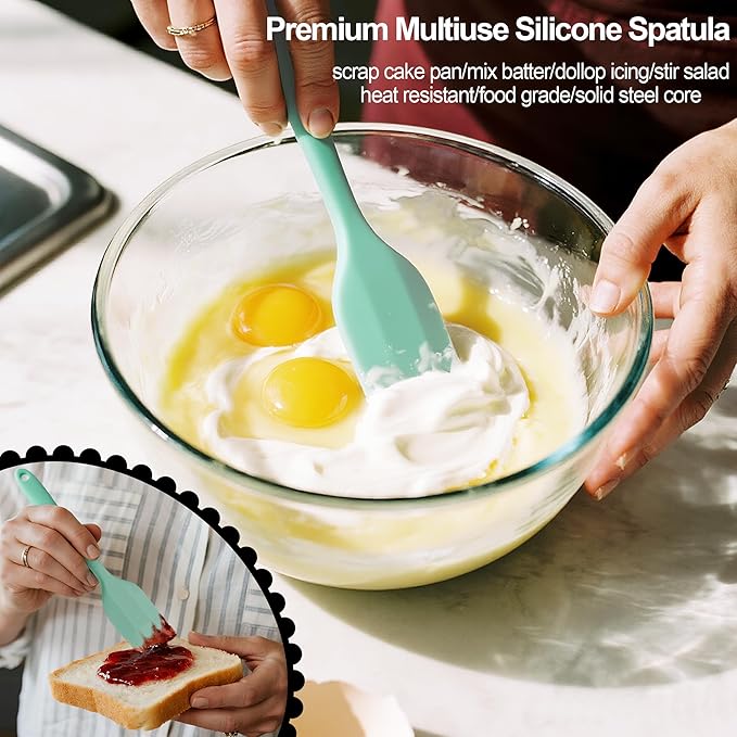 9½ Inch Round Cake Pan Set of 2, Nonstick Circle Stainless Steel Layer Cake Pans 9½ Inch Round with 100PCS Parchment Paper, Baking Pan Set for Birthday Christmas, Silicone Spatula & Dishwasher Safe