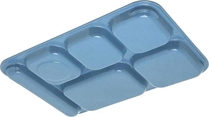 Carlisle FoodService Products Right-Hand Heavyweight 6-Compartment Melamine Tray 10" x 14" - Sandshade (Pack of 12)
