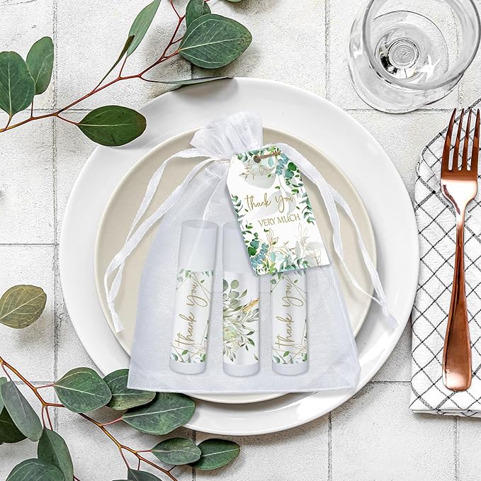 50 Set Employee Appreciation Gifts Bulk Baby Shower Favors Lip Balms Bulk Thank You Gifts Wedding Bridal Shower Bachelorette Gifts Prizes for Guests Women Teacher Coworker Nurse(Eucalyptus)-BrightBean Baby