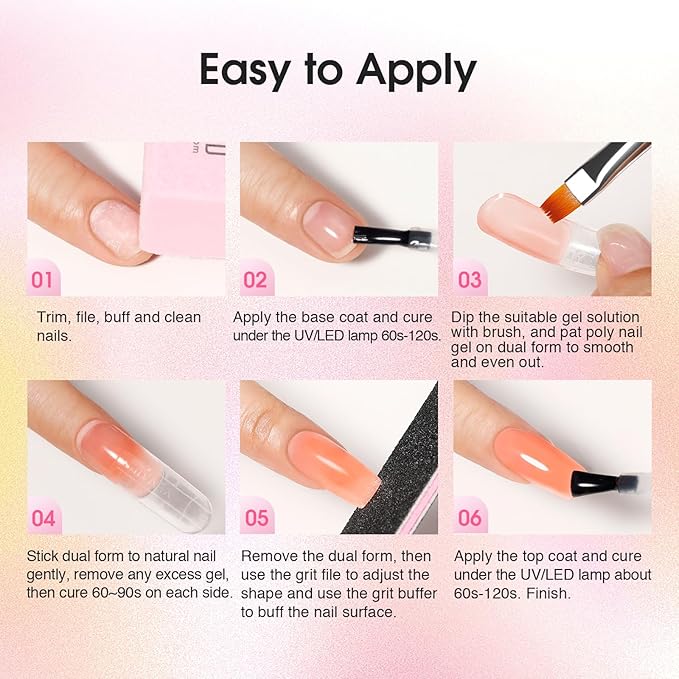 ROSALIND Poly Nail Gel Kit for Beginners - 28 Colors Extension Gel Set with UV/LED Nail Lamp, 72 Accessories (Base/Top Coat, Nail Forms, Tools), Long Lasting Salon Kit for DIY Manicure-BrightBean Baby