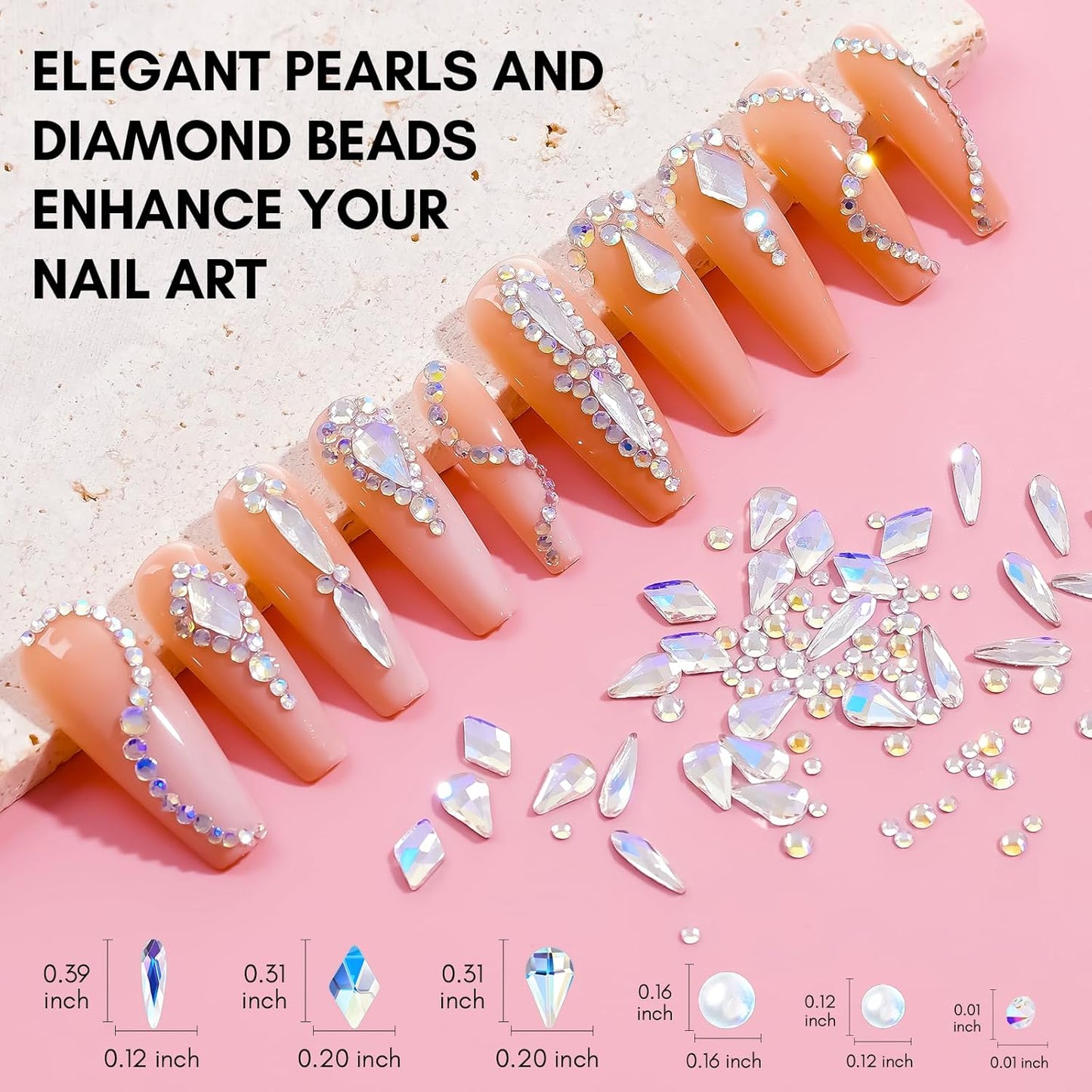 Makartt Rhinestone Glue Kit, 8ml Gel With Brush Pen Tip, Mixed Color Rhinestones, Pearls, Diamonds & Iridescent Crystals for Nail Art, DIY Home Decor, Christmas Design-BrightBean Baby