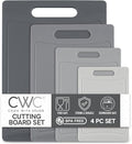 COOK WITH COLOR Non-Slip Cutting Board Set – Kitchen Essentials with Easy Grip Handle for Meat, Veggies, and Fruits, 4 Cutting Boards, Gray-New