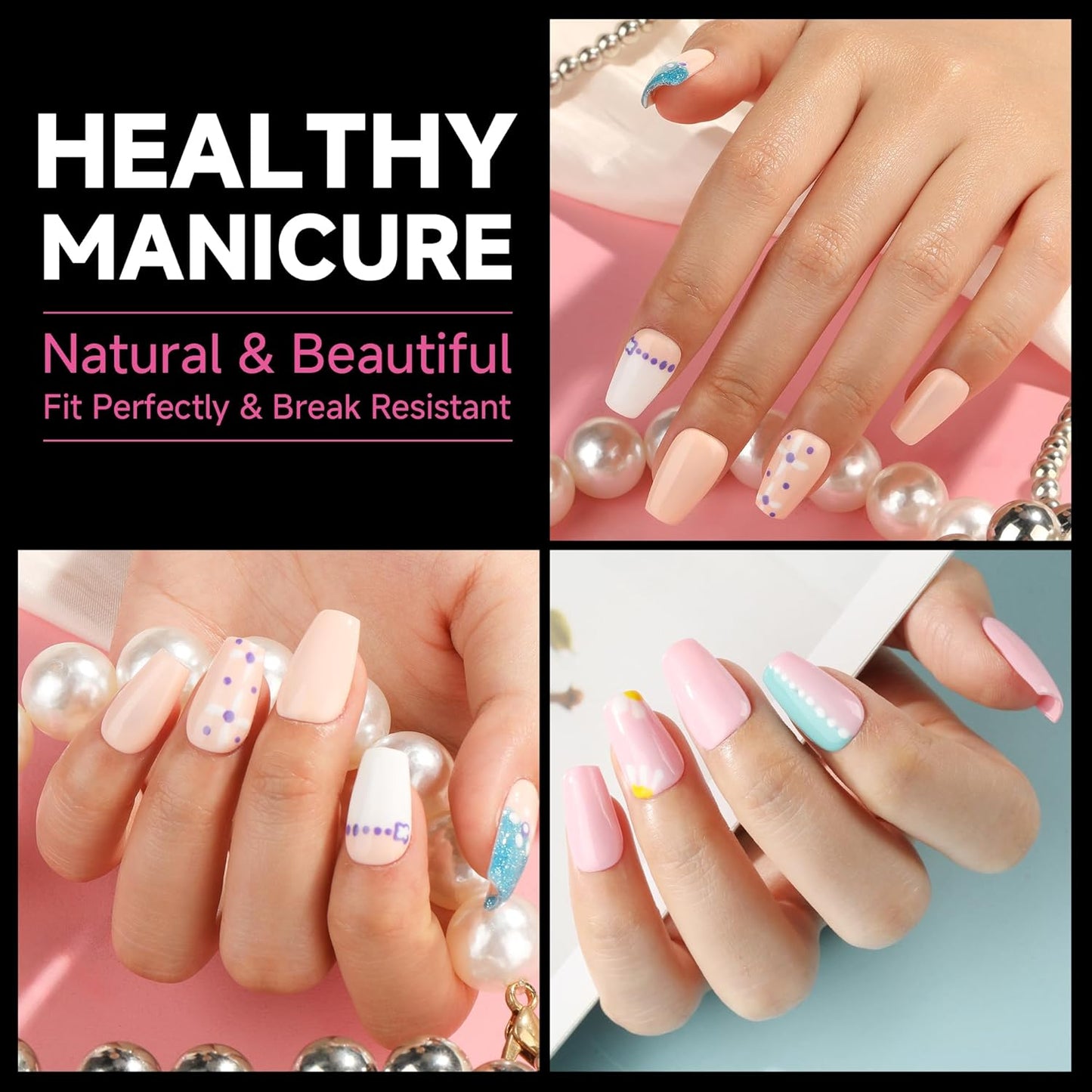 UNA GELLA Short Coffin Nail Tips, 312pcs Short Coffin Gel Nails Tips Pre-shape Half Matte Fake Nails 12 Sizes Full Cover Press on Nails for Acrylic Nail Extension DIY Salon at Home-BrightBean Baby