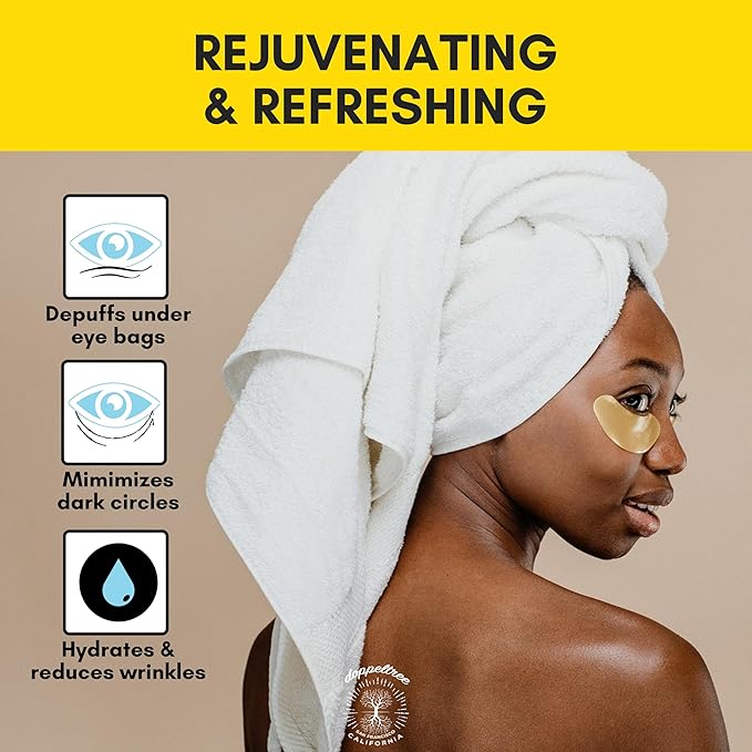 Under Eye Patches & Masks (18 Pairs) - All Natural Anti Aging Treatment for Bags, Puffiness, Wrinkles, & Dark Circles - 24K Gold, Collagen, Hyaluronic Acid, Hydrogel - Formulated in San Francisco-BrightBean Baby