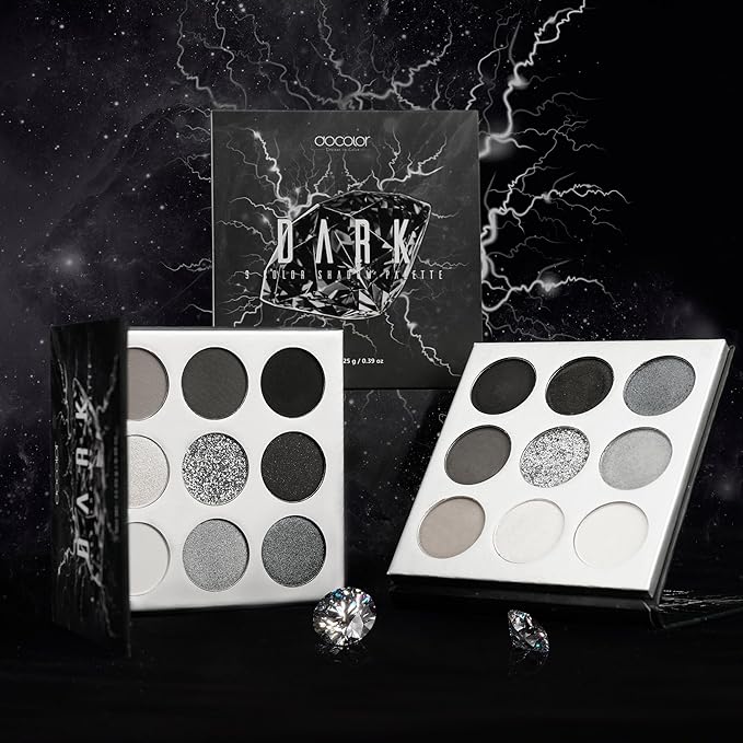 docolor Eyeshadow Palette 9 Colors Black Eyeshadow Gemstone Shadow Palette Highly Pigmented Mattes Shimmers Smokey Glitter Cream Colorful Powder Blendable Long Lasting Waterproof Makeup Palette-BrightBean Baby