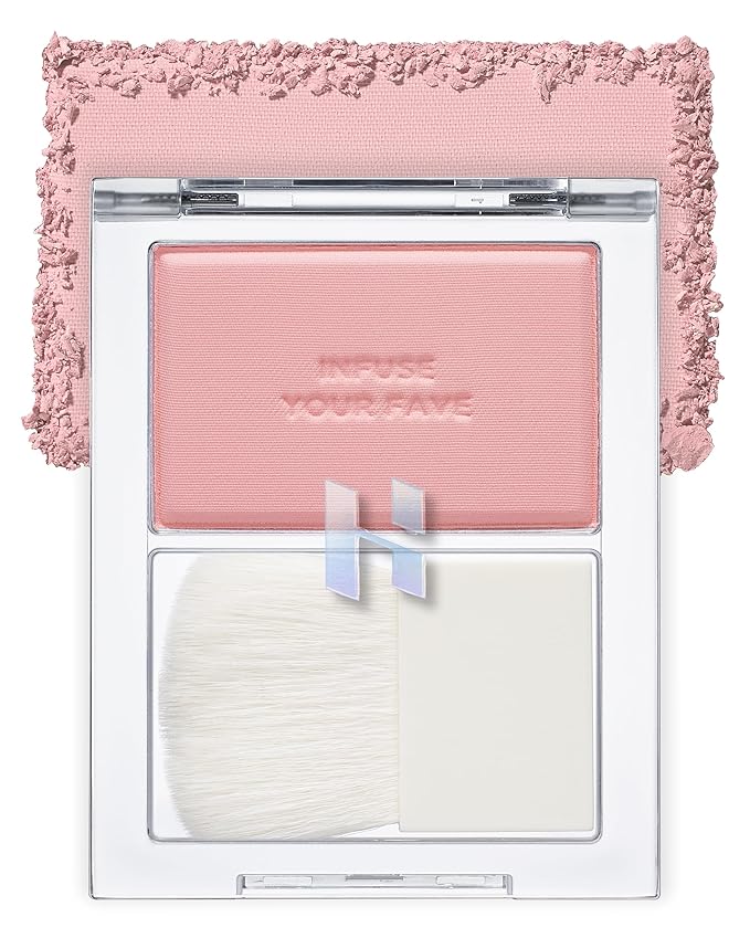 HOLIKA HOLIKA Infusing Blush with Brush - Lightweight, Smooth, Blendable Cheek Blusher, Sebum-Control, Natural Pore Coverage, Built-In Brush, Long-Lasting Pigment for Romantic Mood (05 SIMOON)-BrightBean Baby