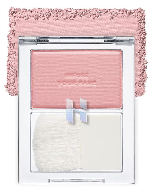 HOLIKA HOLIKA Infusing Blush with Brush - Lightweight, Smooth, Blendable Cheek Blusher, Sebum-Control, Natural Pore Coverage, Built-In Brush, Long-Lasting Pigment for Romantic Mood (05 SIMOON)-BrightBean Baby