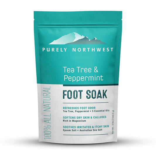 3 Pounds-Tea Tree, Peppermint, Foot Soak | MSM with Epsom Salt Soothes Burning & Itching from Athletes Foot & Foot Odors-Softens Dry Calloused Heels Made by Purely Northwest-BrightBean Baby