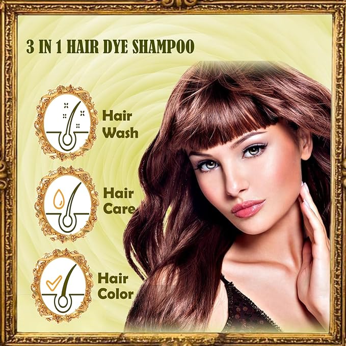 Cherry Brown Hair Dye Shampoo 3 in 1 - Champu Para Pintar el Cabello, Herbal Brown Hair Dye for Women Men, Hair Color Shampoo-BrightBean Baby