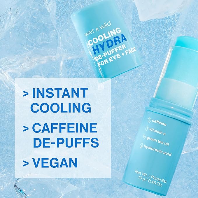 wet n wild Cooling Hydra De-Puffer, Soothing Face Makeup Primer Stick with Vitamin E & Caffeine, Instant Skin Refreshments for All Skin Types and Complexions, Vegan & Cruelty-Free-BrightBean Baby