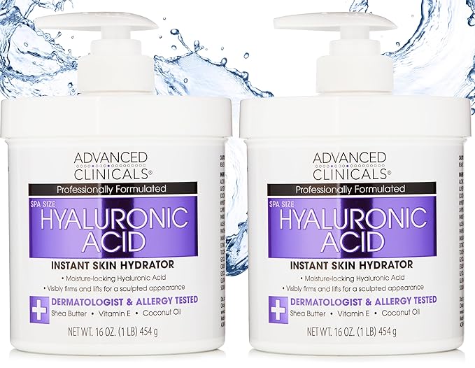 Advanced Clinicals Hyaluronic Acid Body Lotion & Face Moisturizer W/Vitamin E | Hydrating Dry Skin Firming Lotion Minimizes Look Of Wrinkles, Stretch Marks, & Crepey Skin | Skin Care Products, 2pc-BrightBean Baby