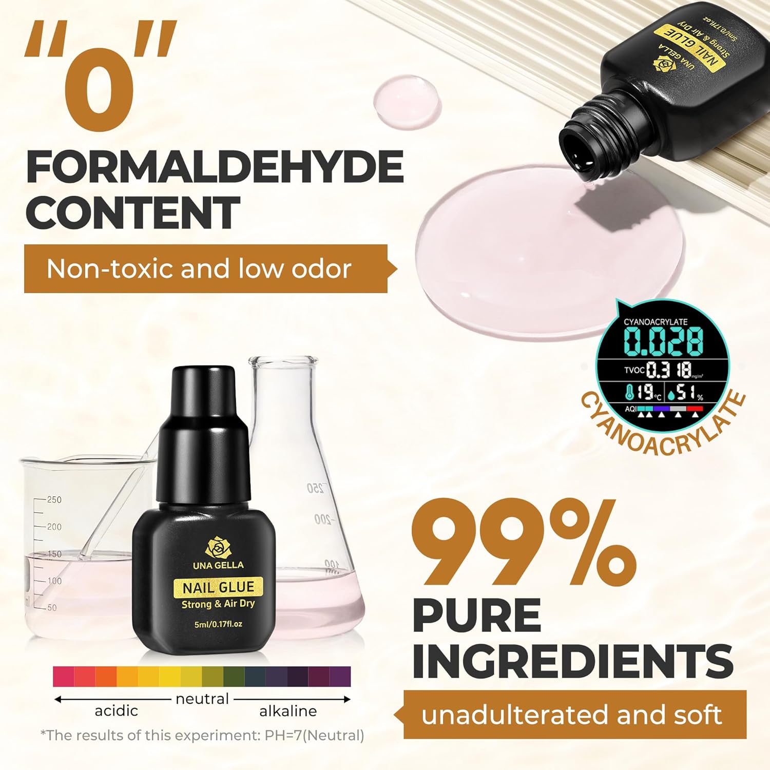 UNA GELLA Quick Drying Super Nail Glue for Press On Nails, Acrylic Nails & Nail Tips No Lamp Need Press On Nails Glue Drip Use with Opener（5ML） Long Lasting for DIY Nail Art-BrightBean Baby