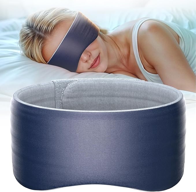 Sleep Mask, Eye Mask for Sleeping, Upgrade Ultra-Soft Blackout Eye Cover for Women Men, Wider Adjustable Strap for Side Sleeper, Travel, Nap, Yoga, Relief Eye, Navy Blue-BrightBean Baby