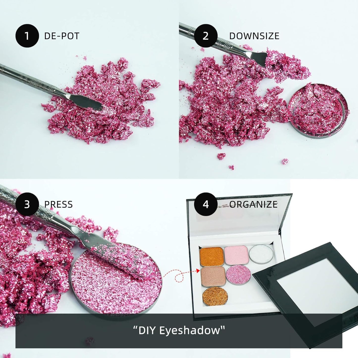 Small Empty Magnetic Makeup Palette with Mirror, Spatula, 20 Metal Stickers, Suitable for Eyeshadow Lipstick Blush Powder Highlighter and Contour (Black, Small)-BrightBean Baby