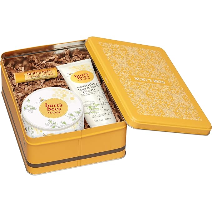 Burt's Bees Pregnancy Essentials Gifts Set, 3 Giftable Baby Shower Products & Must Have Baby Registry Items, Nourishing Skincare - Mama Belly Butter, Original Lip Balm, Leg & Foot Cream-BrightBean Baby