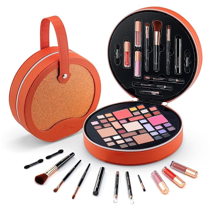 Color Nymph All In One Makeup Kit For Teens With Portable Cosmetics Bag, Multiple Makeups For Begginers As Christmas,New Year,Birthday Gift Included 38-Colors Eyeshadows Lipglosses Brushes(Orange)-BrightBean Baby