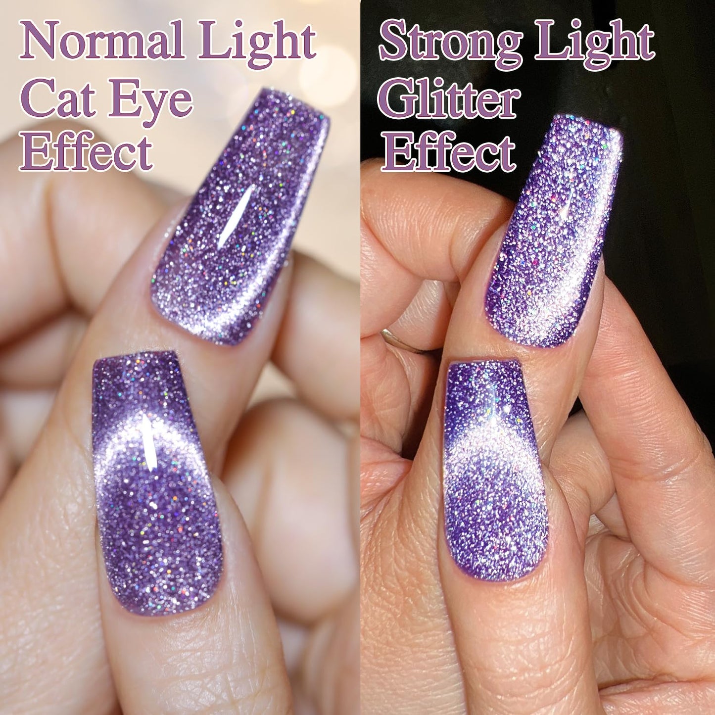 Double Rhythm Cat Eye Gel Polish with Magnet 15ML Jelly Glass Holographic Glitter Shimmer Translucent Sheer Color Magnetic Gel Polish Salon DIY at Home (Dark Purple-MC1066)-BrightBean Baby