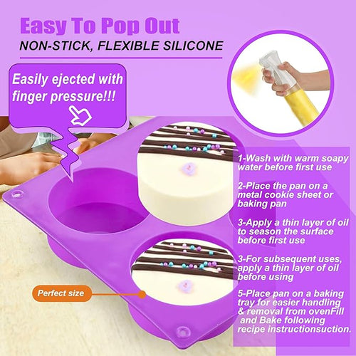 12 Cavity Silicone Chocolate Cookie Molds, Chocolate Covered Cake Molds, Baking Molds for Mini Cakes, Jelly - 2 pcs