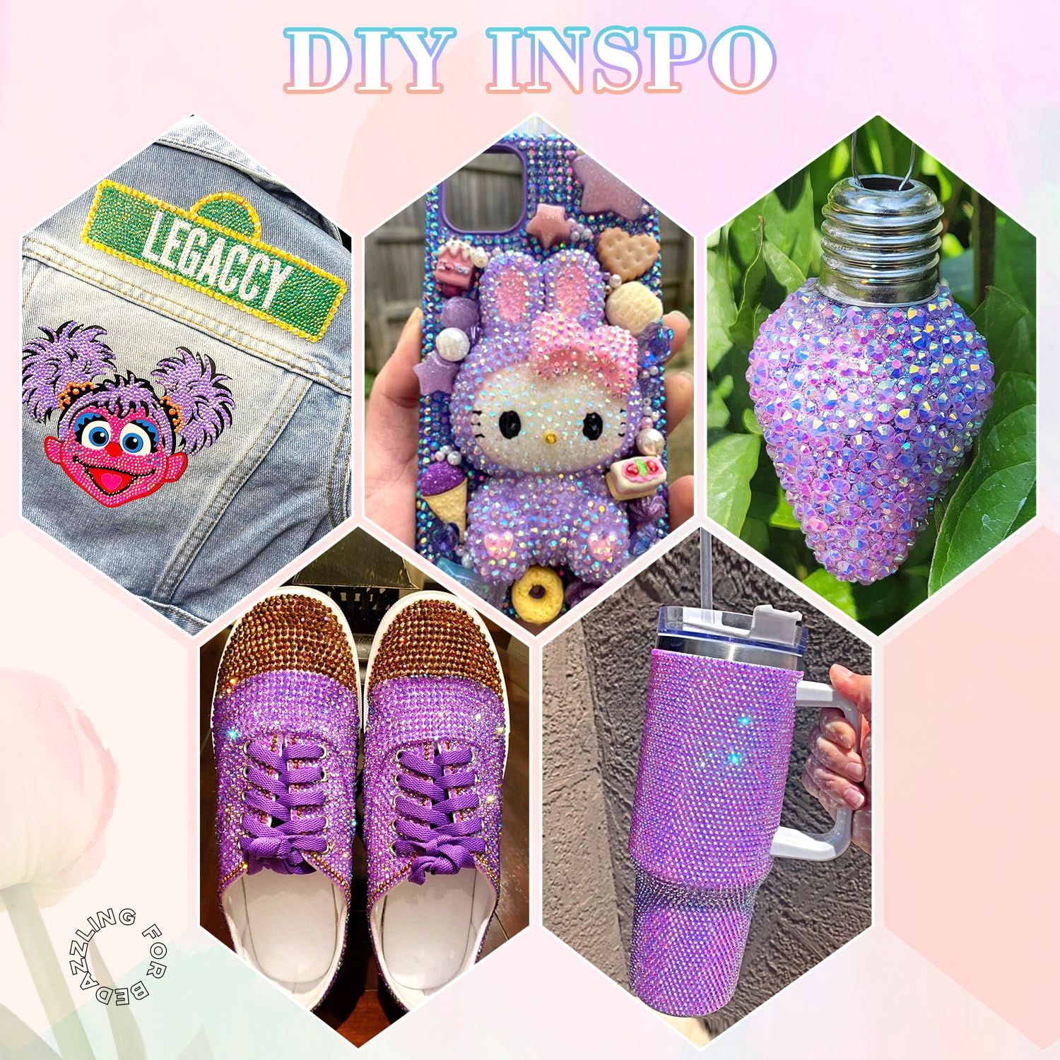 25000Pcs Resin Jelly Rhinestones with Tweezers for Crafting, 2-6mm Mixed Sizes (Lavender Purple AB) Non Hotfix Flatback Gems, Bedazzling Crystal for DIY Crafts Clothing Tumblers Shoes Decor Nail Art-BrightBean Baby