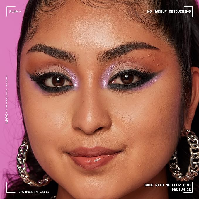 NYX PROFESSIONAL MAKEUP Bare With Me Blur Skin Tint Foundation Make Up with Matcha, Glycerin & Niacinamide - Medium-BrightBean Baby