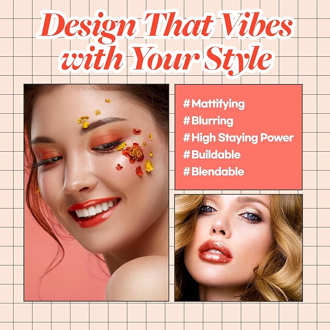 Hope Girl 3D Powder Blusher 0.17oz | Skin-Loving Korean Mini Blush for Cheeks and Eye Makeup w/Allantoin | K Beauty Cool Toned Vibrant Sunkissed Fine Powder Makeup Blush Cosmetics (#05 Orange Flower)-BrightBean Baby