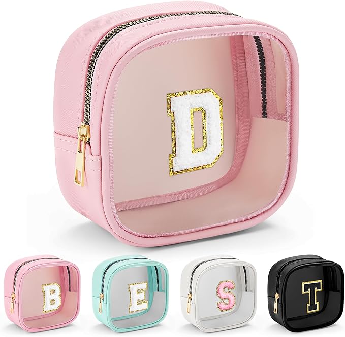 YOOLIFE Mini Makeup Bag | Clear Makeup Bag Toiletry Case | Travel Transparent Cosmetic Bag | Portable Make Up Organizer | Small Cosmetic Bag for Purse | Teacher Daughter Gifts | Pink D-BrightBean Baby