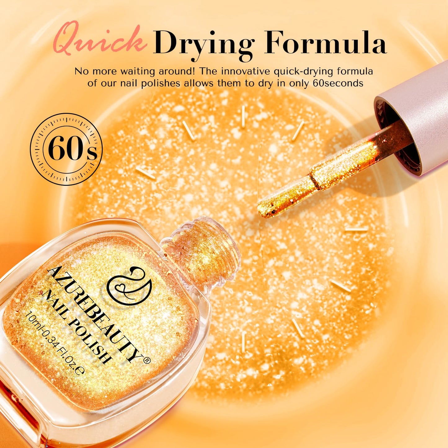 AZUREBEAUTY Nail Polish Set, 4 Colors Shimmer Glitter Neon Pink Orange Green Purple Spring Summer Long Lasting Quick Dry Natural Fingernail Lacquer Strengthening Kit with Top Coat DIY Salon-BrightBean Baby