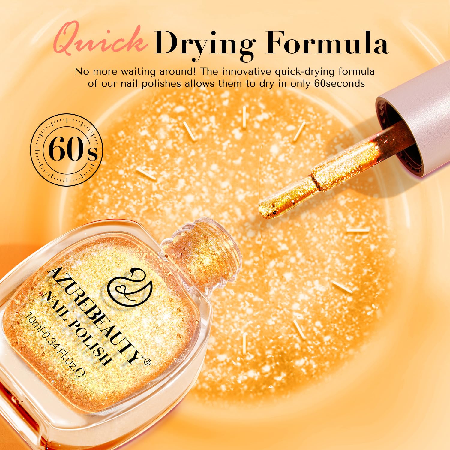 AZUREBEAUTY Nail Polish Set, 4 Colors Shimmer Glitter Neon Pink Orange Green Purple Spring Summer Long Lasting Quick Dry Natural Fingernail Lacquer Strengthening Kit with Top Coat DIY Salon-BrightBean Baby