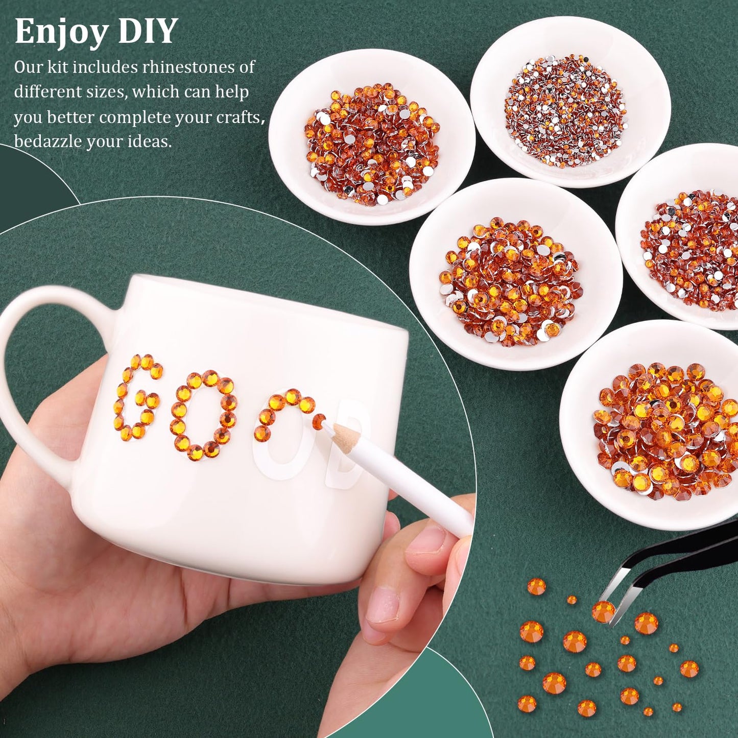 Resin Rhinestones for Crafting with B7000 Jewelry Glue, 1 Box Orange Flatback Crystals with 3Pcs 10ml Glue for Bedazzling Crafts DIY Nail Art Makeup，Non Hotfix Gems for Clothing Shoes-BrightBean Baby