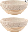 Round Bread Dough Proofing Rising Rattan Baskets(Set of 2, 9 inch) w/Liners for Home Sourdough Bread Bakers