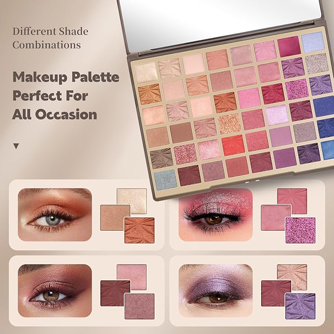 Color Nymph Artistry Palette, Multichrome Makeup Palettes For Face High Pigmented Eyeshadow with Matte Shimmer & Cream Eye Shadows Easy Makeup Blending Palette For Daily Stage Versatile Make Up Looks-BrightBean Baby