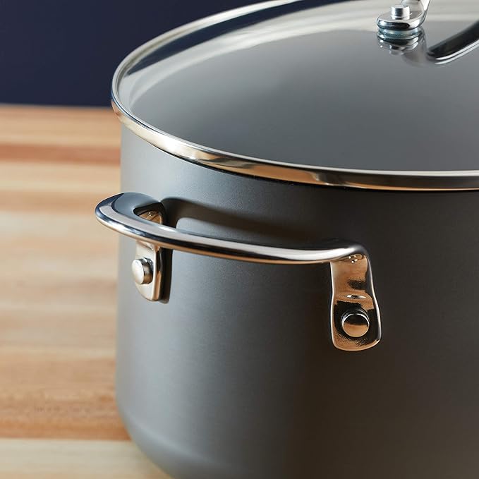 Rachael Ray 80090 Professional Hard Anodized Nonstick Cookware Oval Pasta Pot/Braiser, 8 Quart - Gray