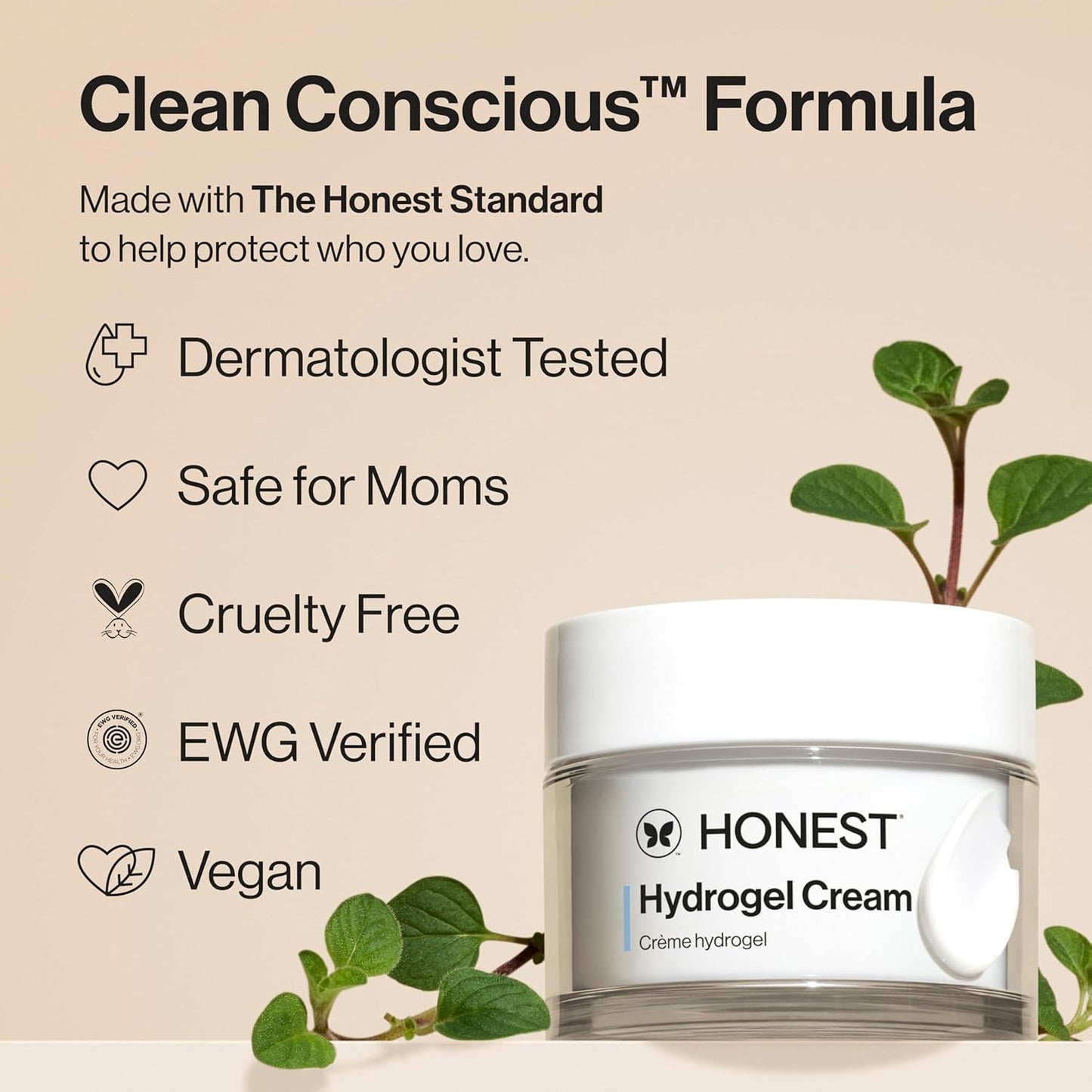 Honest Beauty Mini Hydrogel Cream with Hyaluronic Acid | Lightweight, Moisturizing Water Cream | Gentle for Sensitive Skin, Fragrance Free, Vegan | Travel Size, .57 fl oz-BrightBean Baby