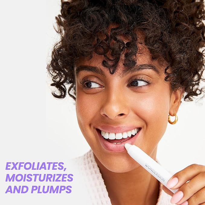 Wonderskin 3-in-1 Lip Scrub Exfoliator & Moisturizer, Lip Exfoliator Scrub, Lip Therapy, Hydrating Lip Balm for Soft, Nourished, Flake-Free Lips with One-Step Prep, 0.10oz-BrightBean Baby