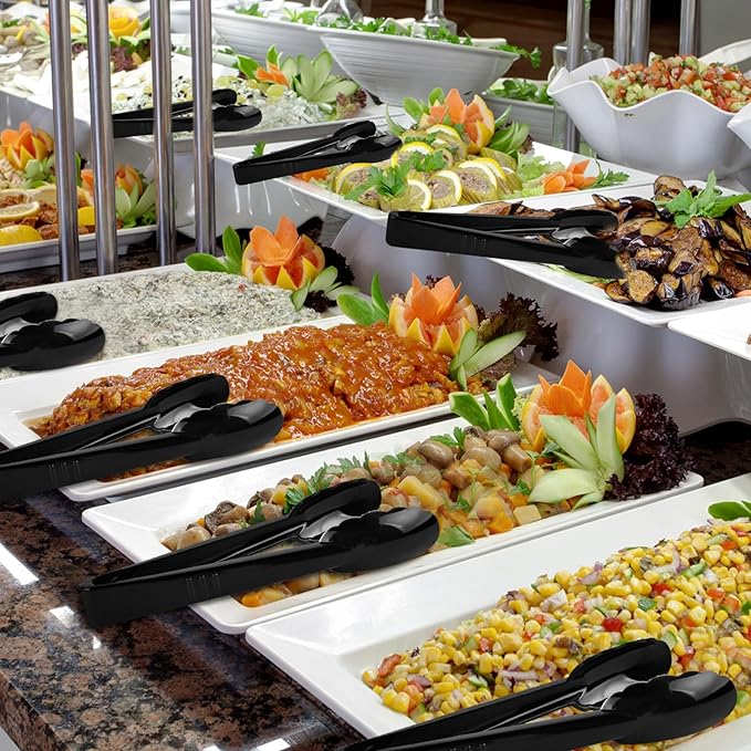 40Pcs Plastic Tongs for Serving Food, 9 Inch Plastic Serving Utensils Tongs, Heavy Duty Salad Tong, Disposable Tong for Food Kitchen Buffets BBQ Events Catering, Medium