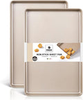 HONGBAKE 2 Pack Half Sheet Baking Pans,Non Stick Baking Sheet for Oven, 57% Thicker Carbon Steel Cookie Sheets for baking, 17.5" x 12" Cookie Trays