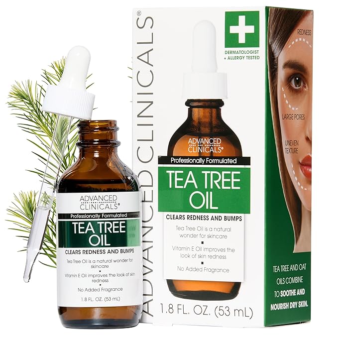 Advanced Clinicals Tea Tree Oil For Skin Facial Serum | Tea Tree Serum For Face With Vitamin E + Botanicals To Help Improve Appearance Of Large Pores & Skintone For Smoother Looking Skin, 1.8 Fl Oz-BrightBean Baby
