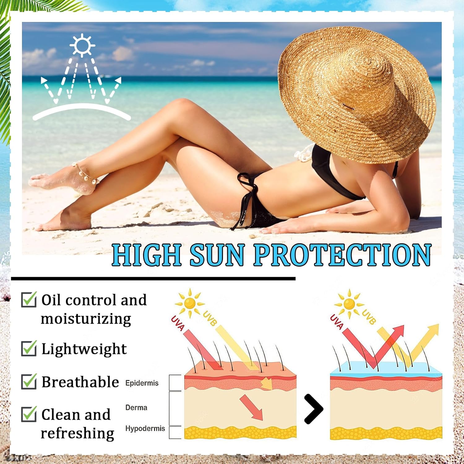 Mineral Face Sunscreen Setting Powder,Lasting Oil Control Lightweight Powder Sunscreen with SPF50+,Loose Waterproof Brush on Sun Screen Makeup for All Skin Types-BrightBean Baby