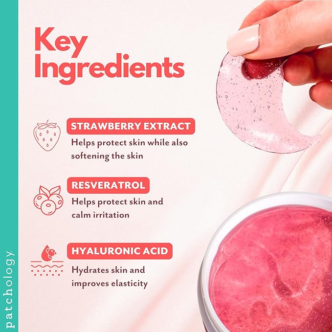 Patchology Serve Chilled Rosé Eye Gels - Eye Patches for Puffy eyes & Dark Circles, Gel Eye Patches, Under Eye Mask w/Hyaluronic Acid, Eye Treatment Products & Mini Beauty Products (15 Pairs/Jar)-BrightBean Baby