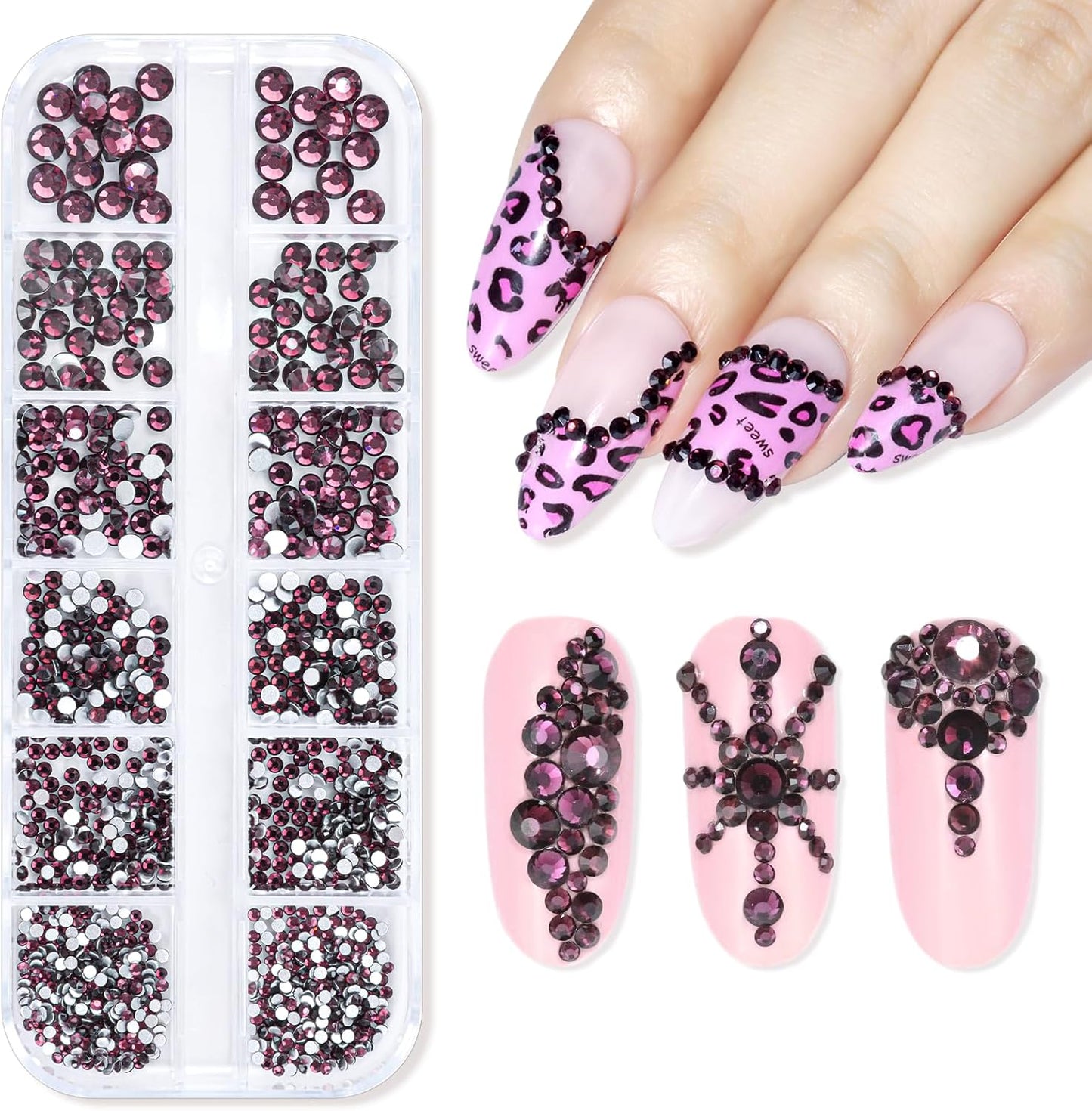 Makartt Dark Purple Nail Rhinestone Flatback Rhinestone Round Amethyst Crystal Glass Nail Charms Diamonds Nail Jewels Rhinestones for DIY Crafts Makeup Nail Art Supplies Accessories Christmas Gift-BrightBean Baby