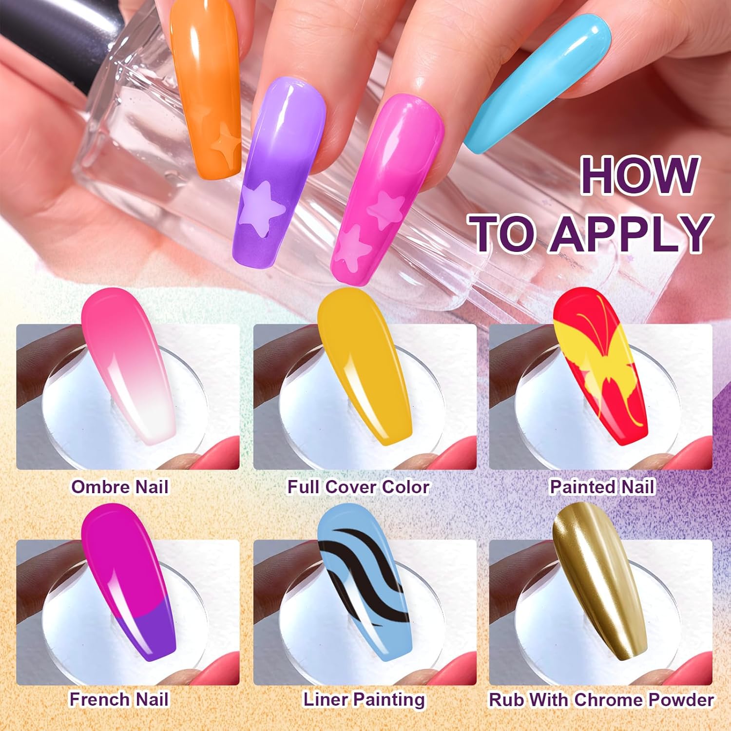 Gradient Painting Gel, 12 Bright Colors Ombre Gel Nail Polish for Pigment Pat Aura Nails, French Manicure DIY Nail Art Long-lasting No-wipe Palette Mojito Sunrise Canvas-BrightBean Baby