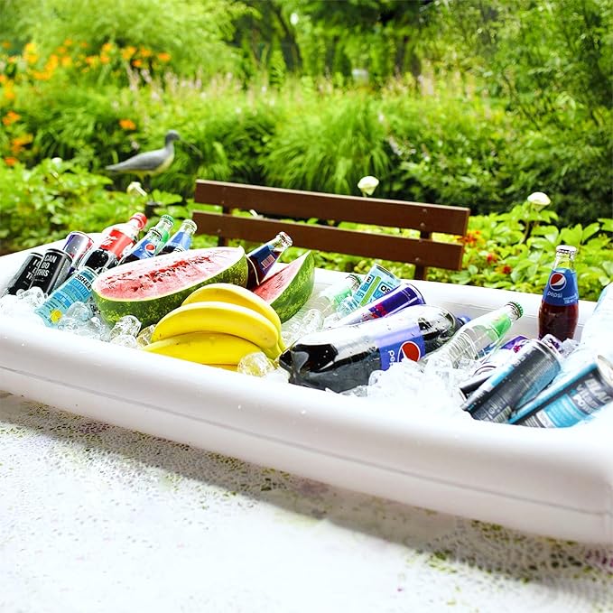 3PCS Inflatable Serving Trays Salad Ice Bar Food Drink Containers - BBQ Picnic Pool Party Supplies Buffet Luau Cooler,with a Drain Plug