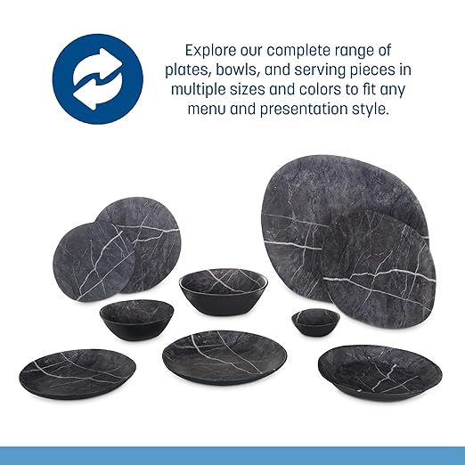 Carlisle FoodService Products Ridge Reusable Plastic Plate Dinner Plate for Home and Restaurant, Melamine, 10.5 Inches, Soapstone