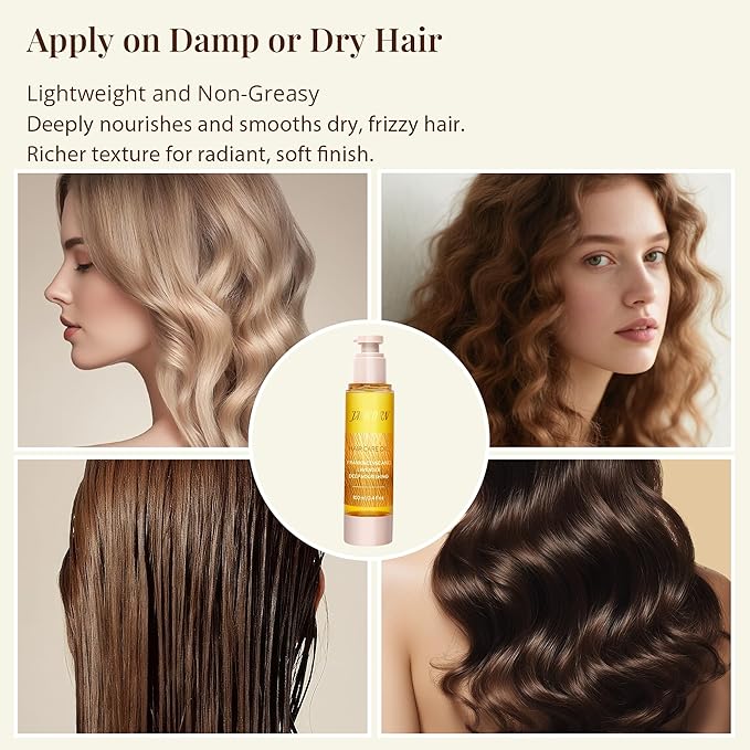 Leave-In Hair Oil with Frankincense & Lavender – Natural Essential Oil Aroma, Deep Nourishment & Frizz Control for Dry, Damaged Hair – Lightweight No-Rinse Oil, 3.4 fl oz (100ml)-BrightBean Baby