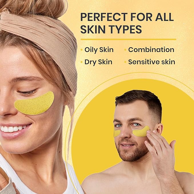 24k Gold Under Eye Patches for Puffy Eyes (7 Pairs) – Gold Foil Under Eye Masks for Dark Circle with Betaine, Hyaluronic Acid – Skincare Eye Bags Patches Treatment for Men & Women-BrightBean Baby