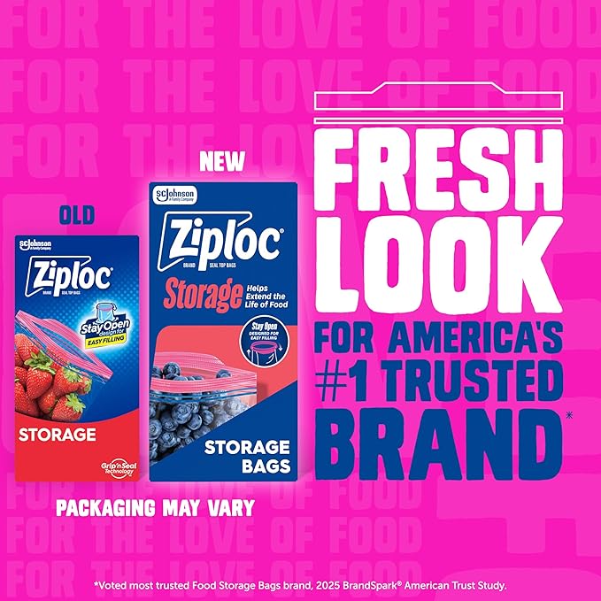 Ziploc Gallon Food Storage Bags, 140ct Total, Stand-Up Bottom, Easy to Fill, 30 Count (Pack of 4) (Packaging May Vary)